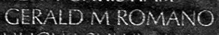 Engraved name on The Wall of Lieutenant junior grade Gerald M. Romano, U.S. Navy