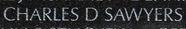 Engraved name on The Wall of Staff Sergeant Charles D. Sawyers, U.S. Army