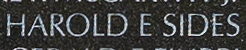 Engraved name on The Wall of Sergeant Harold E. Sides, U.S. Army