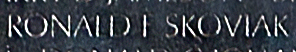 Engraved name on The Wall of Corporal Ronald F. Skoviak, U.S. Marine Corps