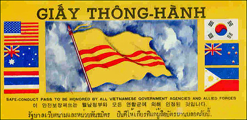 SP-893: Graphic of The Allied Seven Flag Safe Conduct Pass of the Vietnam War (Courtesy Retired Sergeant Major Herbert A. Friedman, U.S. Army)