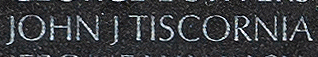 Engraved name on The Wall of Specialist Four John J. Tiscornia ,U.S. Army