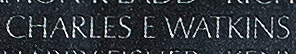 Engraved name on The Wall of Private First Class Charles E. Watkins, U.S. Marine Corps