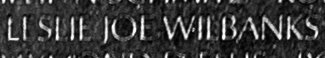 Engraved name on The Wall of Sergeant Leslie Joe Wilbanks, U.S. Army